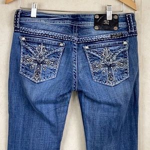 MISS ME WOMEN'S JP5045U-3 BOOT COTTON BLEND DENIM JEANS - SIZE 29 DISTRESSED